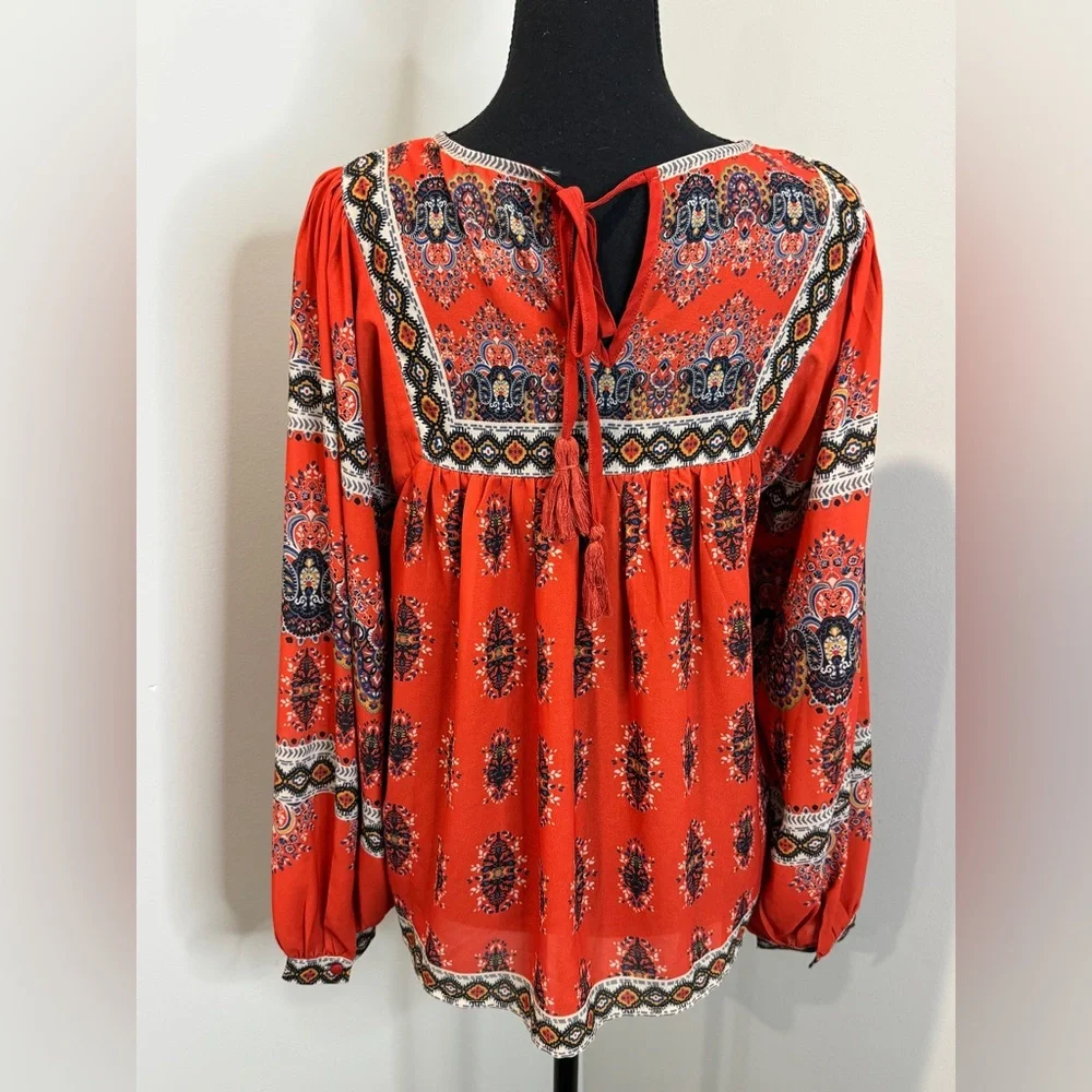 Flying Tomato Peasant Blouse Small Boho Floral Festival‎ Cottagecore
